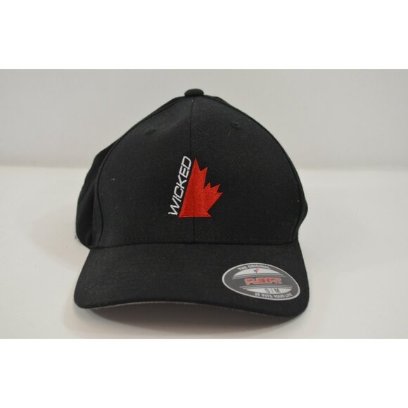 Wicked Canada Maple Leaf Hat Flex Fit Small / Medium Unisex Black Sports Hockey - Picture 1 of 8